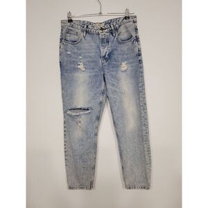 Top Shop Women's Distressed Jeans Size 28W L30 Distressed Boyfriend Straight Leg